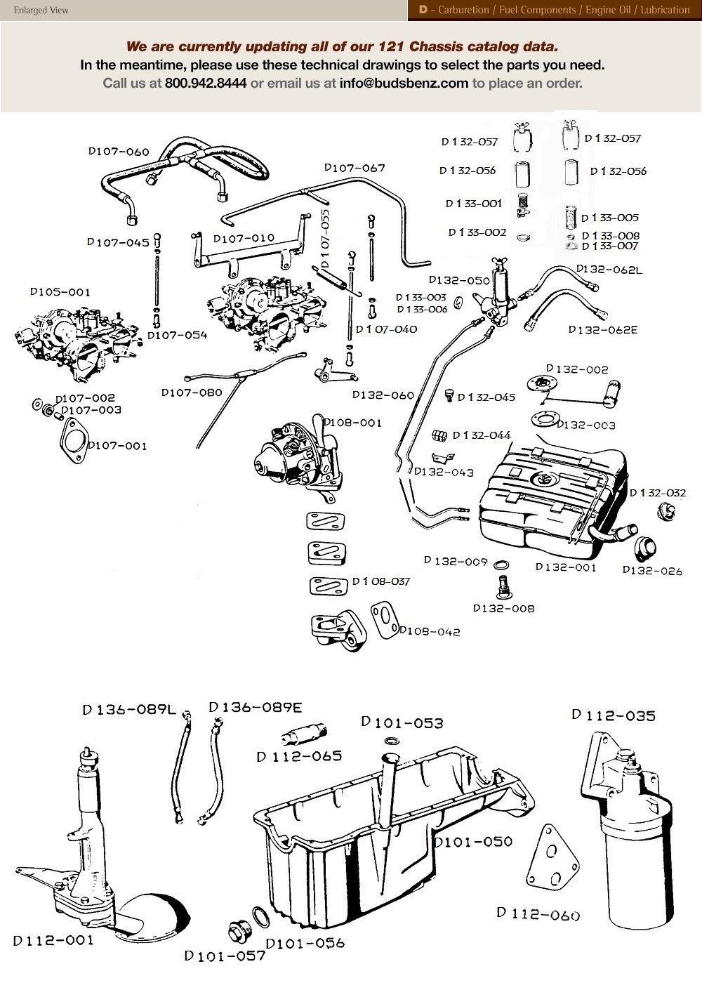Bud's Benz Catalog 190 SL D Carburetion / Fuel Components